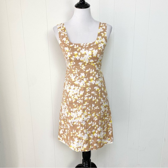 Draper James Dresses & Skirts - Draper James Brown White Yellow Floral Sleeveless Mini Dress size 0